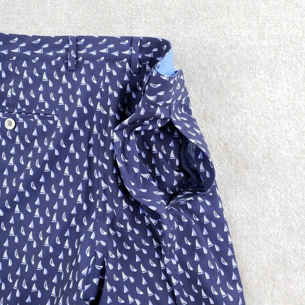Fairway & Greene Shorts Mens 32 Blue Bermuda Stretch Pockets Sailboat Golf‎